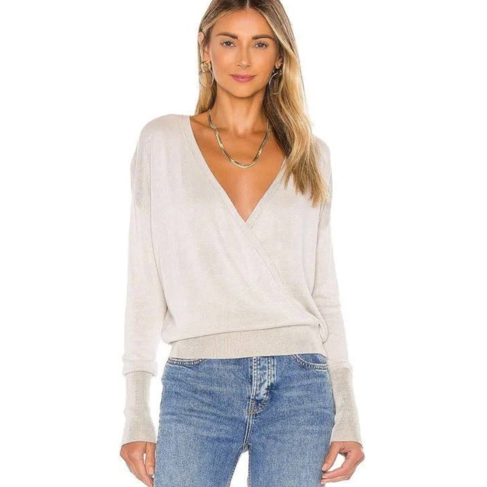 Bobi Black Surplice sweater szS NWT
